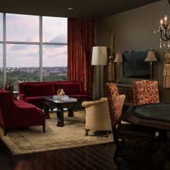 Red Themed Houston Suite With Velvet Couches